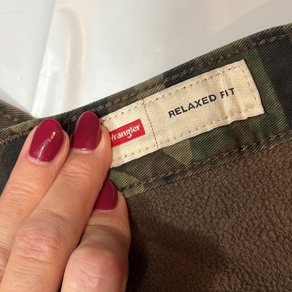 Wrangler green tan black camo PANTS FLEECE lined cargo 42/30 relaxed fit men NEW - Picture 10 of 16